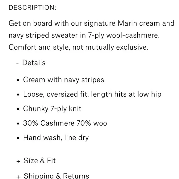 La Ligne Marin Sweater. S. Cream/Navy. EUC. - Picture 12 of 12